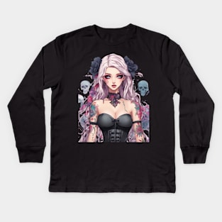 Ethereal Despair Heart of an Emo Goth Anime Girl Kids Long Sleeve T-Shirt